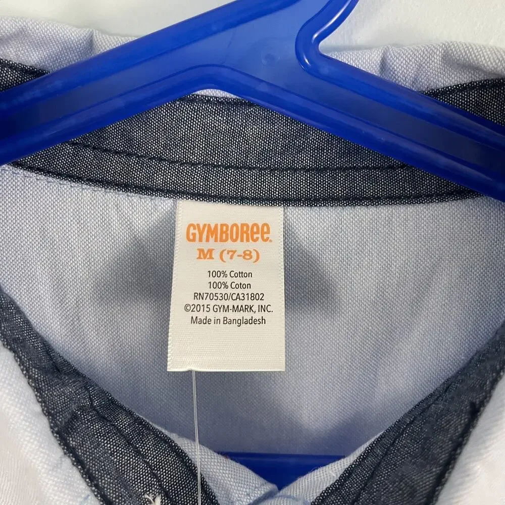NWT Gymboree‎ Boys M 7-8 Long Sleeve Button Down Oxford Shirt Light Bue